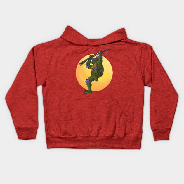 Donatello Jump Attack Kids Hoodie by tabslabred
